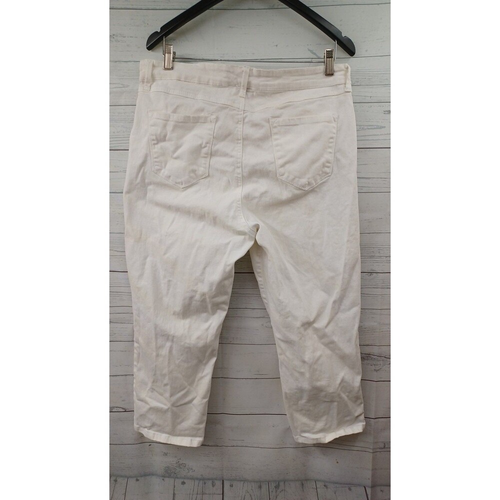 Boho Gloria Vanderbilt Jorzdyn White Embroidered Size 14 Capri Slimming Effect - Picture 5 of 8
